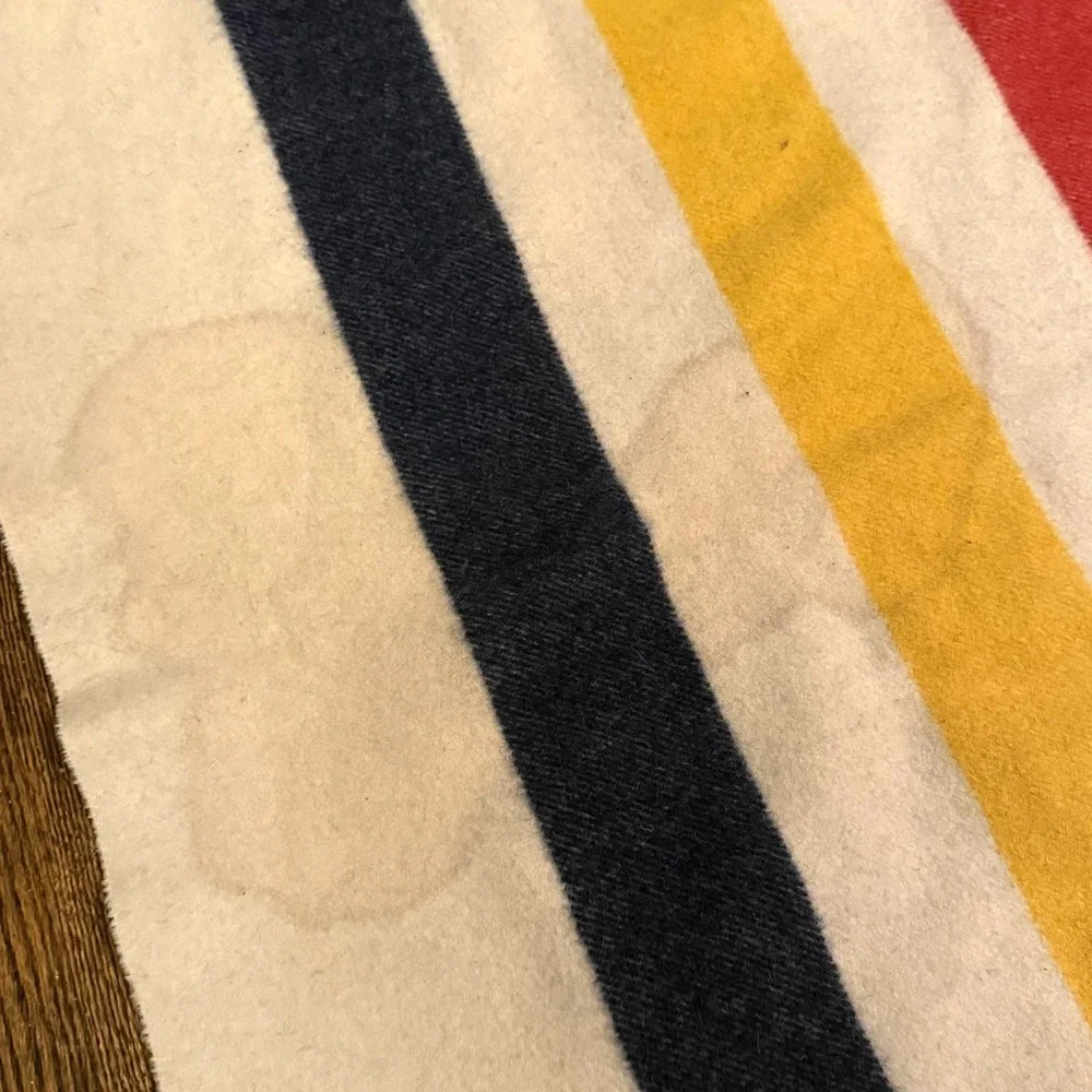 Vintage Hudson Bay 8 Point Wool Blanket Gold Tag King Striped 97